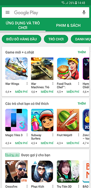 Vào kho ứng dụng CH Play trên điện thoại Vào kho ứng dụng CH Play trên điện thoại